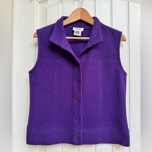 Talbots Purple Wool Melton Classic Fit Collared Buttoned Vest. Size Small